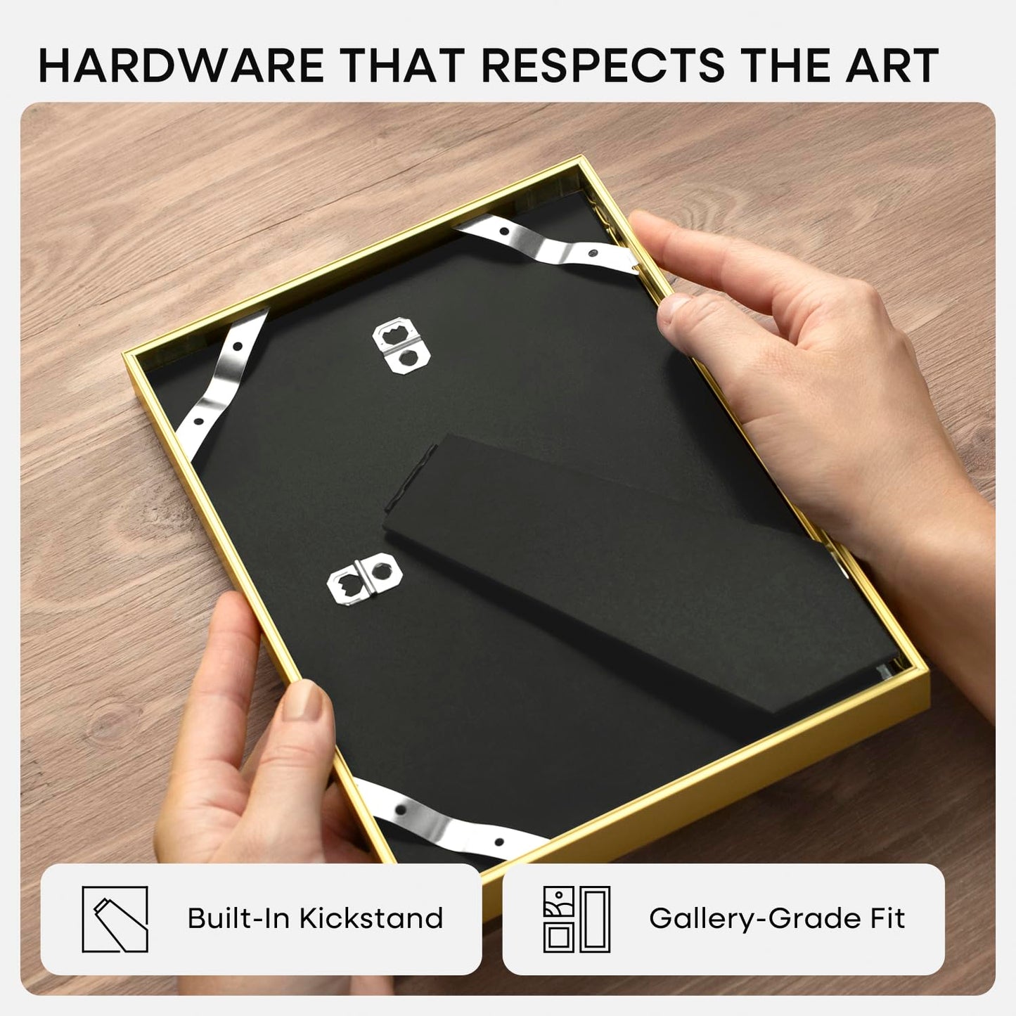 Homeforia 8x8 Picture Frame Gold, High End Metal 8 x 8 Square Photo Frames with Mat 6 by 6, 8x8 Poster Frame Matted to 6x6 inches Print, 8by8 Wall or Tabletop Frame, Tempered Glass, Wall Kit, Set of 1