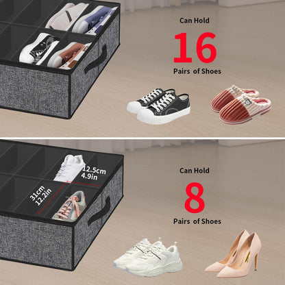 16 32 Closet, 37.7x 23.6x 5.9 inch, MXBUBS16P2 Onlyeasy Sturdy Under Bed Shoe Storage Organizer with Handles and Clear