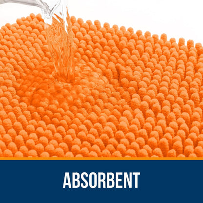 OLANLY Small Bathroom Rugs - Extra Soft Chenille Bath Mats | Quick-Dry, Machine Washable, 24x16, Orange