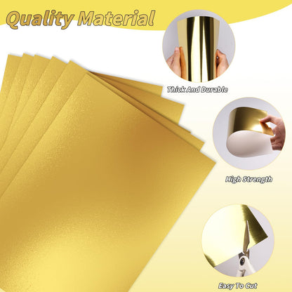 100 Sheets Metallic Gold Cardstock Paper Bulk, Gold Paper Foil Board 12" x 12", Mirror Finish Surface, Gold Glitter Paper 250gsm for Crafting Card Making Invitations Decorations