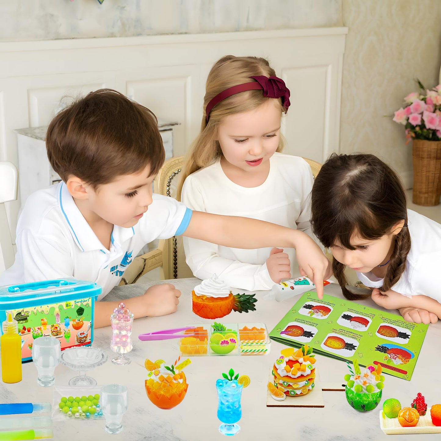 Make Mini Dessert Craft Kit for Kids,DIY Mini Food Toys with Imitation Cream,Create & Display Cream Creations, Art Activities, Great Gifts for Girls,Ages 8+