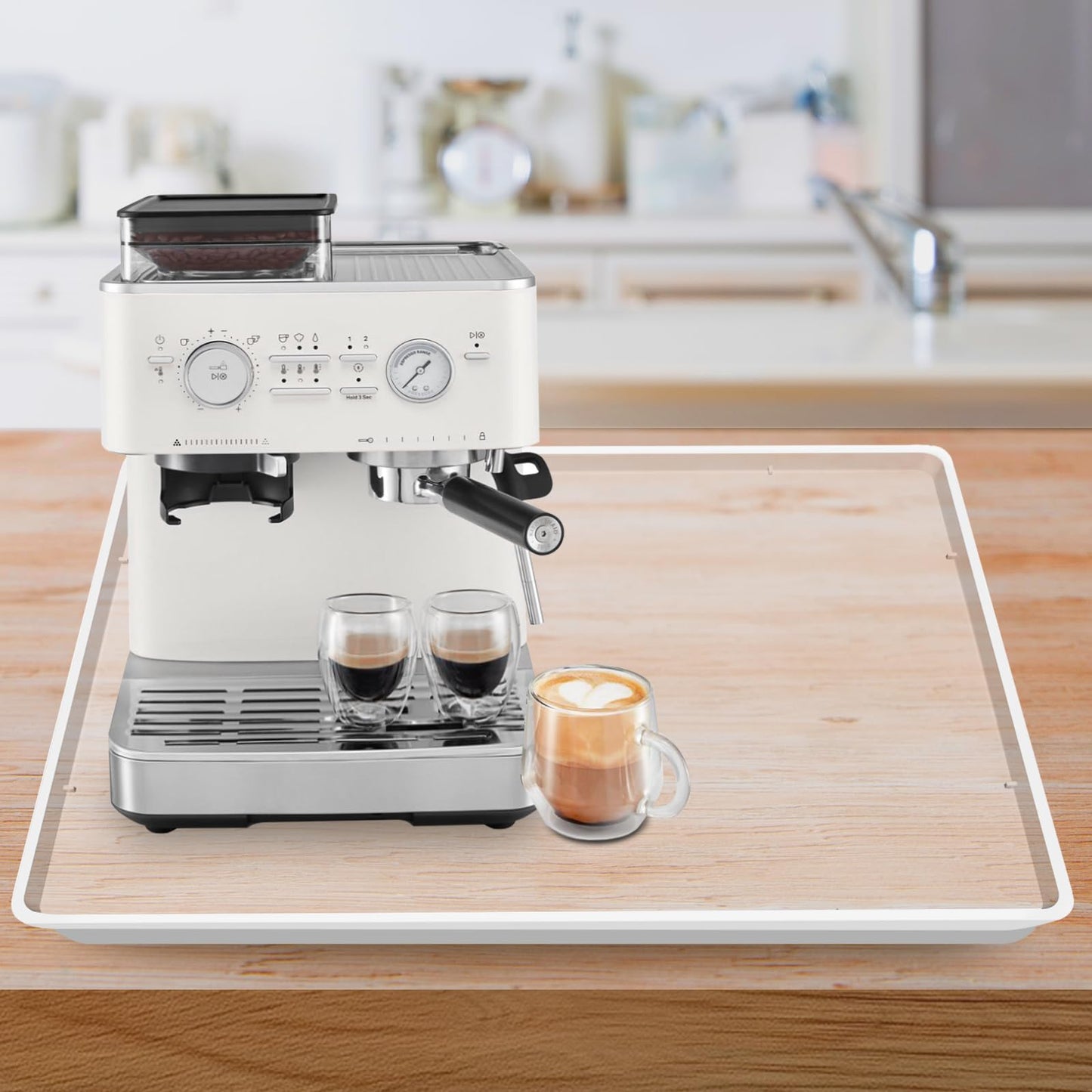 TOHONFOO Silicone Coffee Mat with Lip, 19.7'' x 15'' Heavy Duty Bar Mat, Coffee Tray for Countertop Fit Under Machine Pot Espresso Machine, Grey