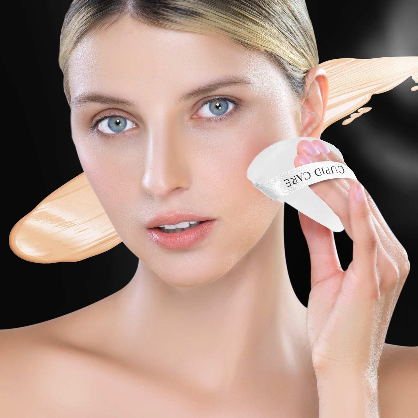 6 Pcs Triangle Powder Puff with 2 Travel Cases, Setting Powder Puffs for Face, Velour Makeup Puff for Loose Powder Body Powder, Blender Sponge Foundation Blending Sponges Beauty Tools