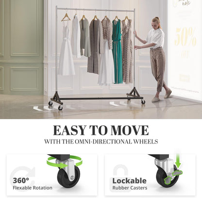 HOKEEPER Z Base Clothing Rack Heavy Duty Clothes Rack for Hanging Clothes Hold 500LBS Commercial Garment Rack with Wheels Adjustable Rolling Clothes Rack Portable Z 24" Dx63 Wx71 H, 3 Pack