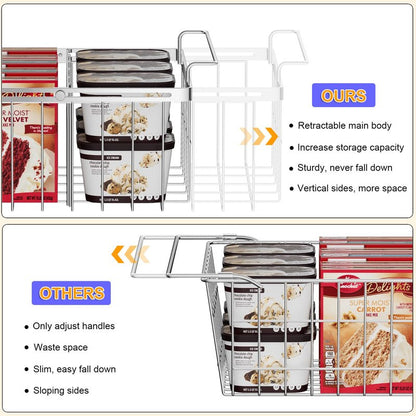 Homics Large Freezer Baskets for Chest Freezer with Dividers, Deep Freezer Organizer Bins Expandable 15.5"~24.5", Hanging Storage Container Baskets for Chest Freezer Sort Frozen Meats