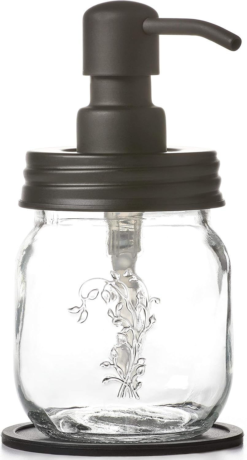 12oz 2pk 12oz) Black Mason Jar Soap and/or Lotion Dispensers for Hand Sanitizer, Liquid Soap or Hand/Body Lotion