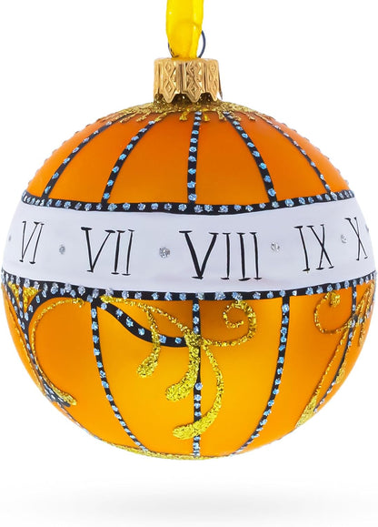 1899 Madonna Lily Clock, Royal Egg Glass Ball Christmas Ornament, 3.25 Inches