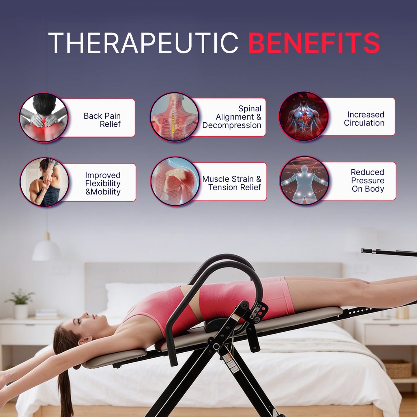 MediSonic Elite Inversion Table with Adjustable & Removable Lumbar Pad, Comfortable Ankle Security Cups, Multiple Inversion Angles, Heavy-Duty Frame, 300 lb Capacity, Gray