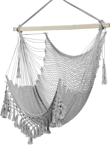 Hammock 330lbs, ChairMax Large Hanging Chair, Soft Cotton Rope Swing Chair with High Load-Bearing Metal Rod,Indoor