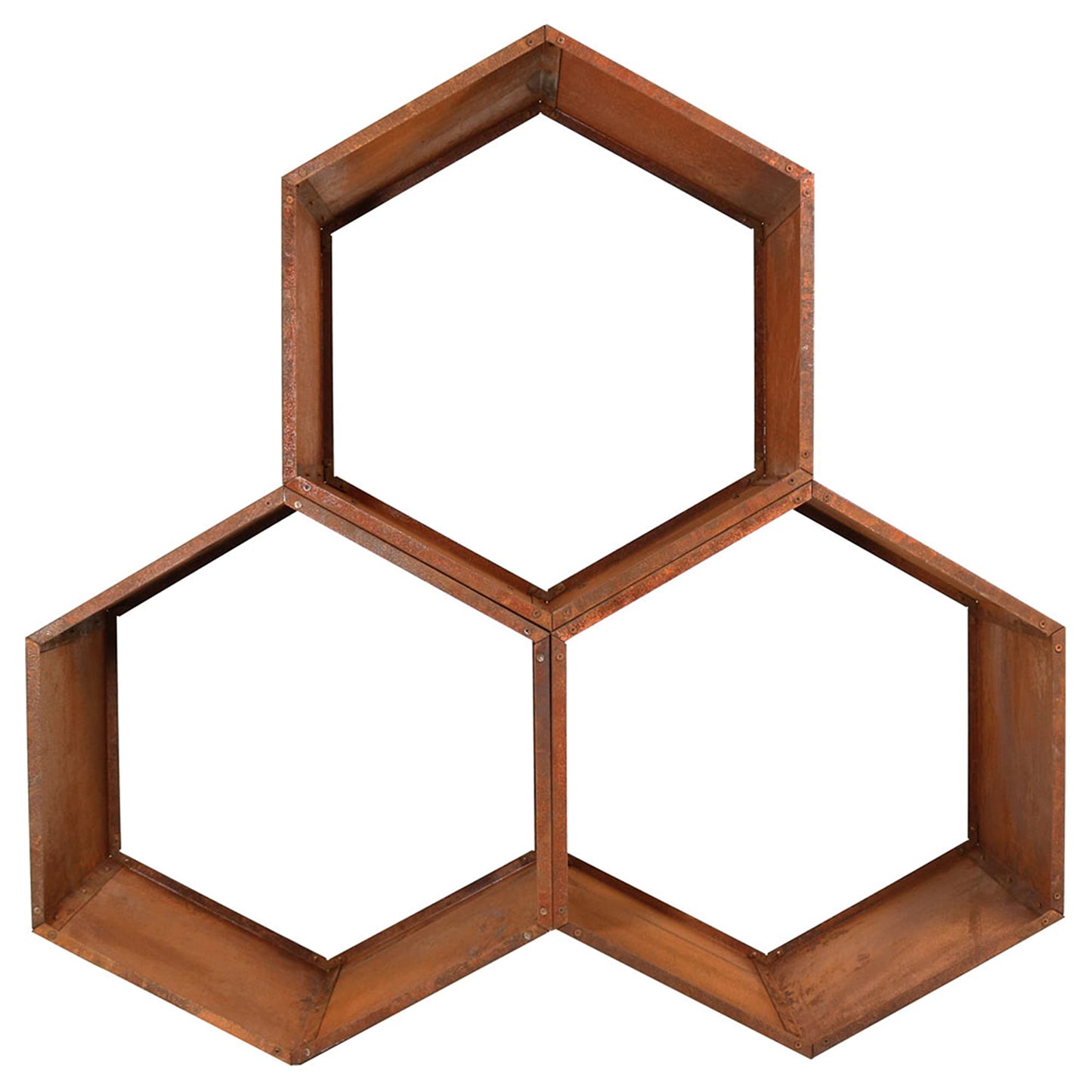 Sunnydaze Outdoor Firewood Rack - Rustic Fire Wood Holder - Hexagon Log Holder - Steel Log Rack for Firewood Storage - Set of 3