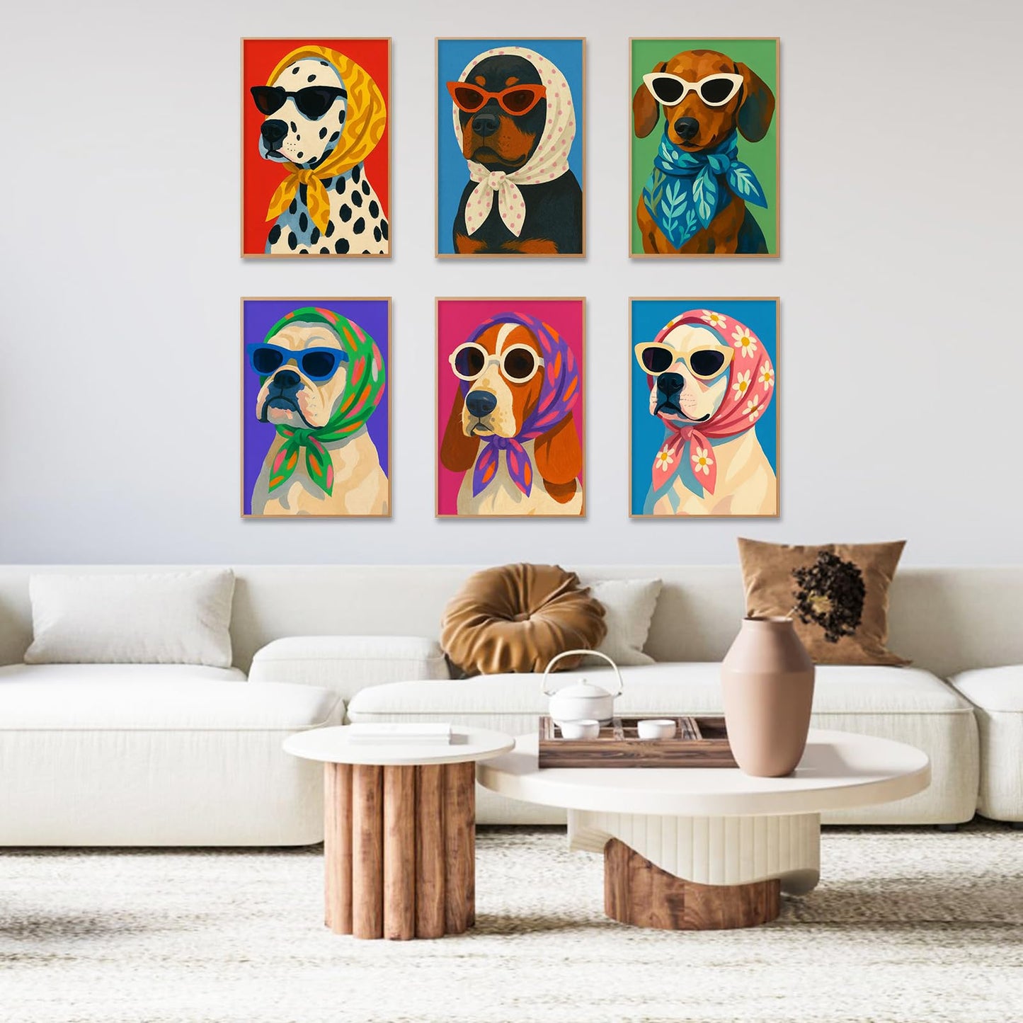 GEEHEIY 6 Pack Paint by Numbers Kit for Adults, Cartoon Dog Adult Paint by Number Kits on Canvas, DIY Animal Acrylic Oil Number Painting for Adults, Perfect for Home Decor 8x12 Inch