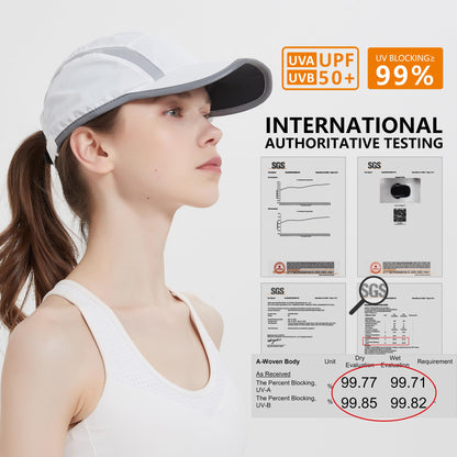GADIEMKENSD Adjustable Quick Drying Reflective Foldable Running Cap Outdoor Sports Hat 50+ UPF Inhibit UV Mesh Race Performance Water Repellency Baseball Cap (Red)