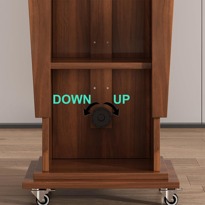 Xibolai Mobile Podium 40"-53" Adjustable Height & Locking Casters | 25"x16" Blockboard Podium Lectern with Wheels for Classrooms, Auditoriums, Events