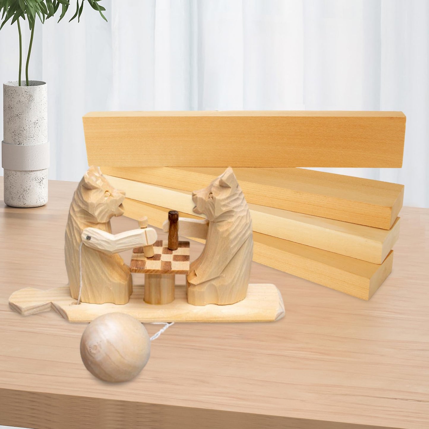 LOLYSIC 8 Pack Basswood Carving Blocks, 12x2x0.8 Inch Unfinished Basswood Carving Blocks Kit for Wood Carving Beginner