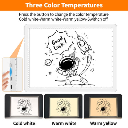 Elice Magnetic A3 Light Board with Bag for Diamond Painting, Tracing LED Light Box with Side Buttons, Super Bright Diamond Art Light Pad, Light Table for Drawing, Sketching, Weeding Vinyl - White
