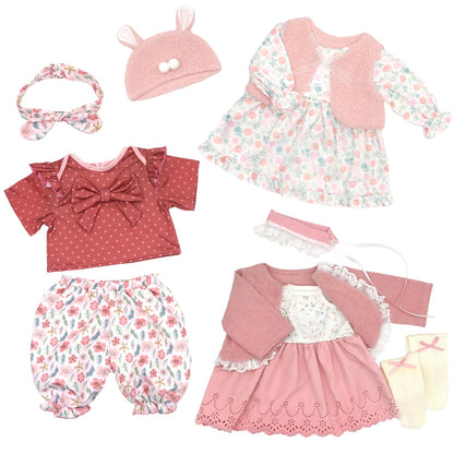 Reborn Doll Clothes for 20-22 Inch Dolls, 3 Sets 20 Inch Baby Doll Clothes Accessories 10 Pcs with Dress Coat Outfits, Headbands, Socks, Top and Pants for 20"- 22" Baby Dolls