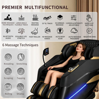 Massage Chair Full Body,Zero Gravity 3D SL-Track Shiatsu Massage Recliner Chair Built-in Heat System Airbag Massage with Body Scan, Deep Yoga Stretch, Calfrest Extension And Foot And Back massage