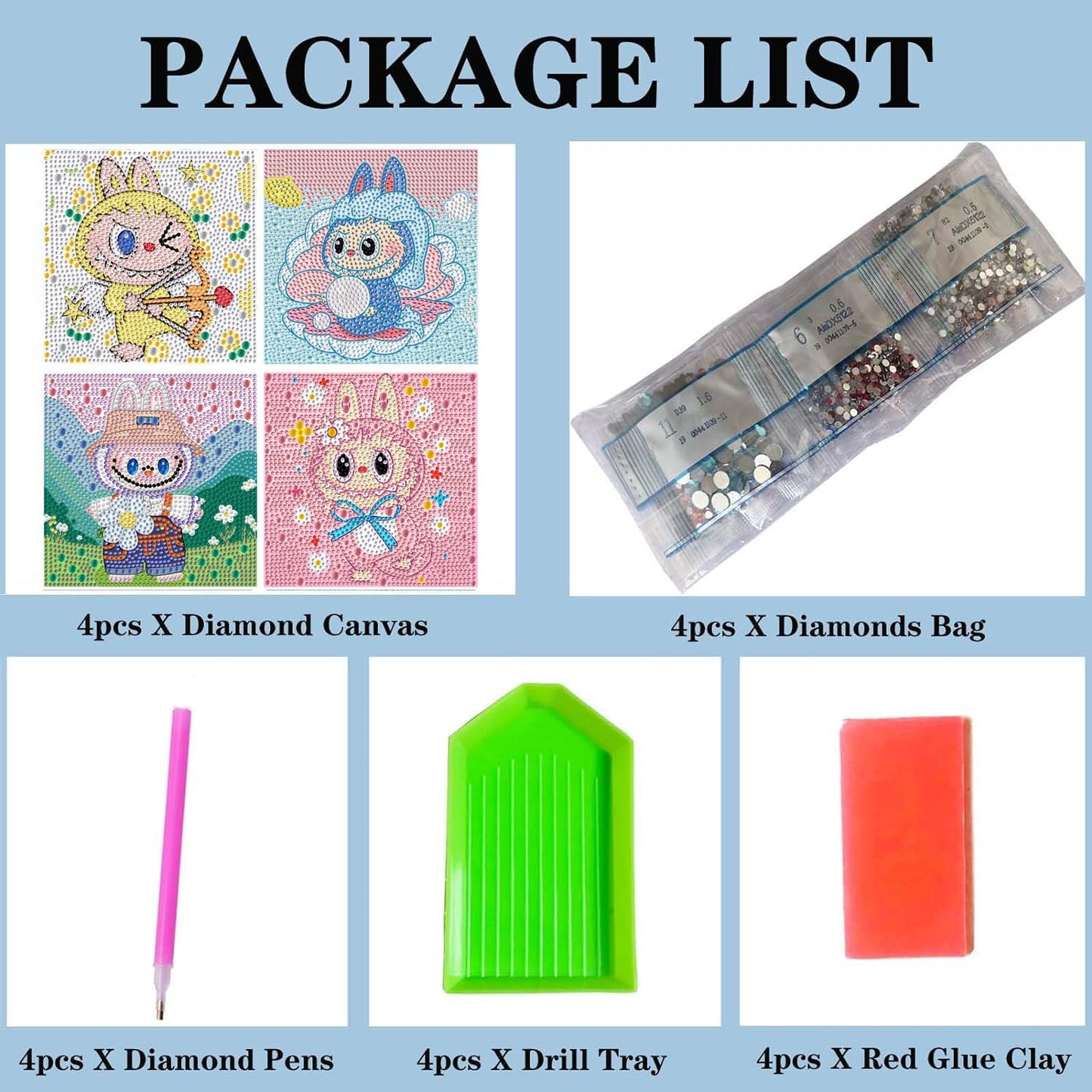 Diamond Art Kits for Kids - 4 Pack Diamond Art Painting Kits - Arts and Crafts for Kids Ages 8-12 - Diamond Art Mosaic Kits for Adults Beginner - GEM Art for 5 6 7 9 10 Year Old Girls Boys Gifts