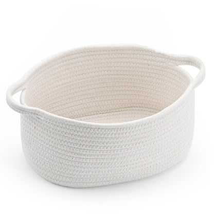 Happyiren Cute Woven Storage Basket with Handle, Baskets for Gifts Empty, Gift Baskets for Birthday Baby Shower Raffle Burr Fundraiser, Decorative Organizer Box for Baby Toy Pet, 13" D x 8" W x 6" H