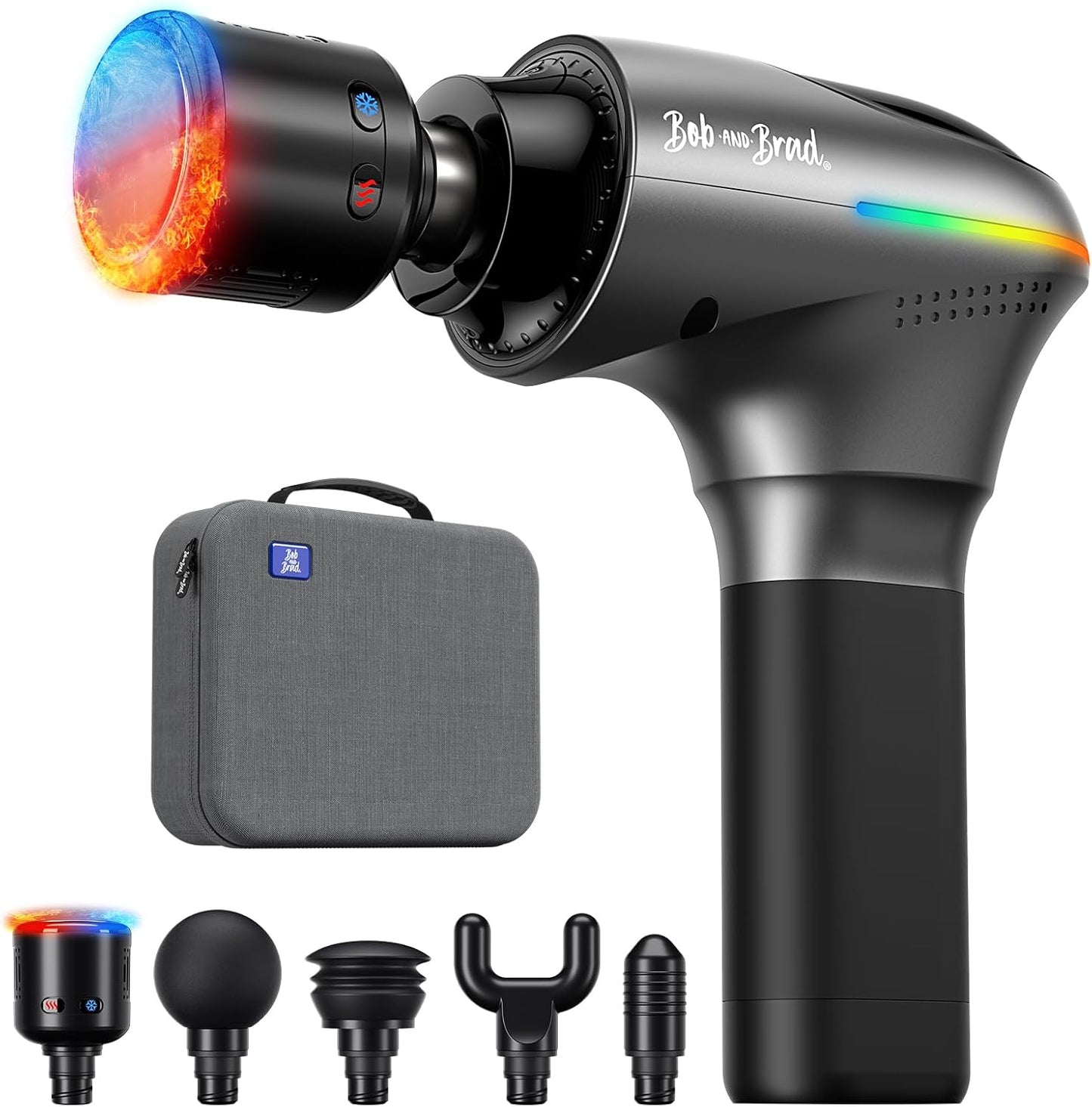 BOB AND BRAD A2 Pro Massage Gun with Heat and Cold Therapy, Professional Percussion Massage Gun Deep Tissue for Athletes Home Gym, Portable Muscle Massager with Force Sensor Light, Ideal Gift