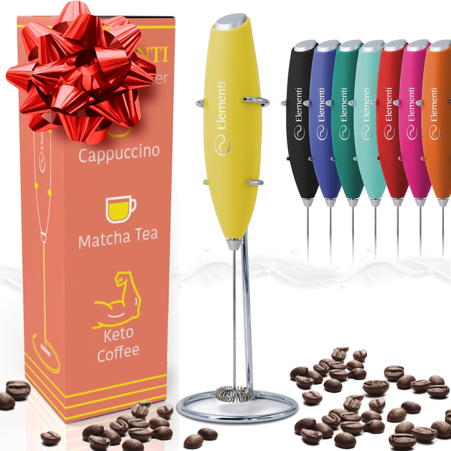 Elementi Portable Electric Milk Frother, Matcha Whisk, Milk Frother for Coffee Frother Electric Hand Blender, Mini Electric Whisk Small Hand Blender (Periwinkle)