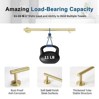 Brushed Gold Towel Bar, 18 Inch Towel Racks for Bathroom Wall Mounted, Thicken SUS304 Stainless Steel Heavy Duty Hand Towel Holder Organizer, Bathroom Accessories, Total Length 20.5 Inch