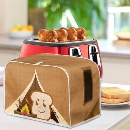 chaqlin Toaster Covers 4 Slice Wide Slot, Brown Cute Toast Print, Machine Washable Bread Maker Cover