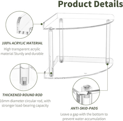 2 9.5x9.5x8 Inch, Countertop Sezanrpt Tier Acrylic Corner Shelf Organizer Storage Transparent Corner Shelf