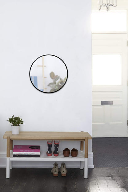 Umbra Hub Round Wall Mirror with Rubber Frame, Modern Style for Bathroom, Entryway, Living Room and More, 24-Inch, Black