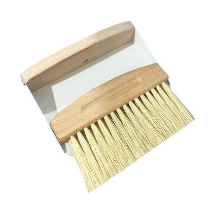 BSMstone Mini Broom and Dustpan Set Small Metal Dustpan and Brush Set Hand Whisk Broom for Home Office Desktop Sofa Pet Care Household Cleaning (sisal Hemp bristles, White)