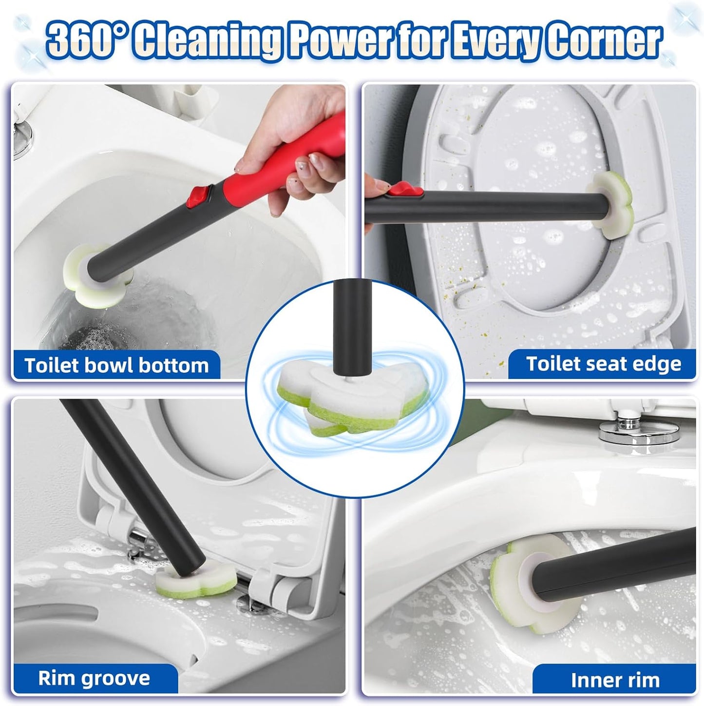 30 Disposable Toilet Brush Kit with Refills, No-Touch Toilet Wand Cleaning System, Wall Mounted Toilet Bowl Cleaner