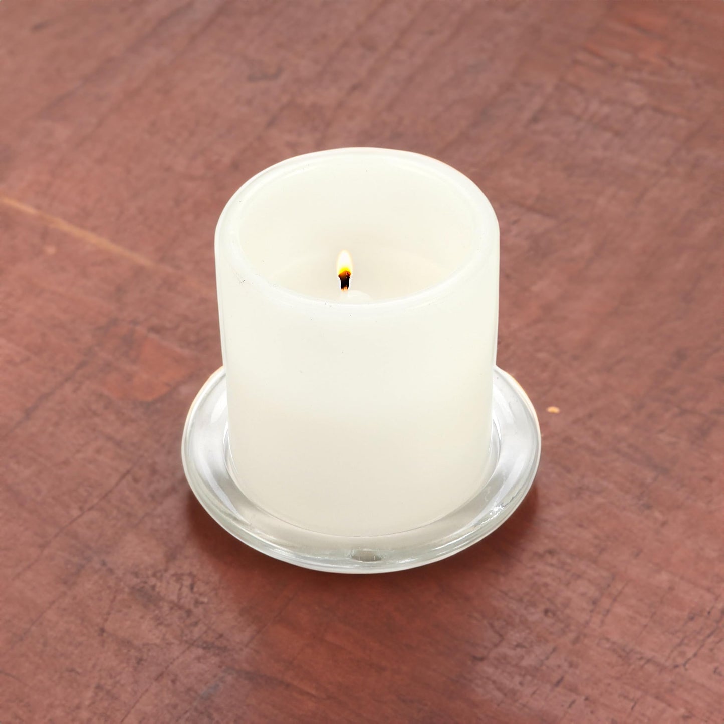 WGV Tea Light Votive Candle Holder Plate 4" W, Clear Flat Plate Glass, Small Home Accent Decor, 1 Pc