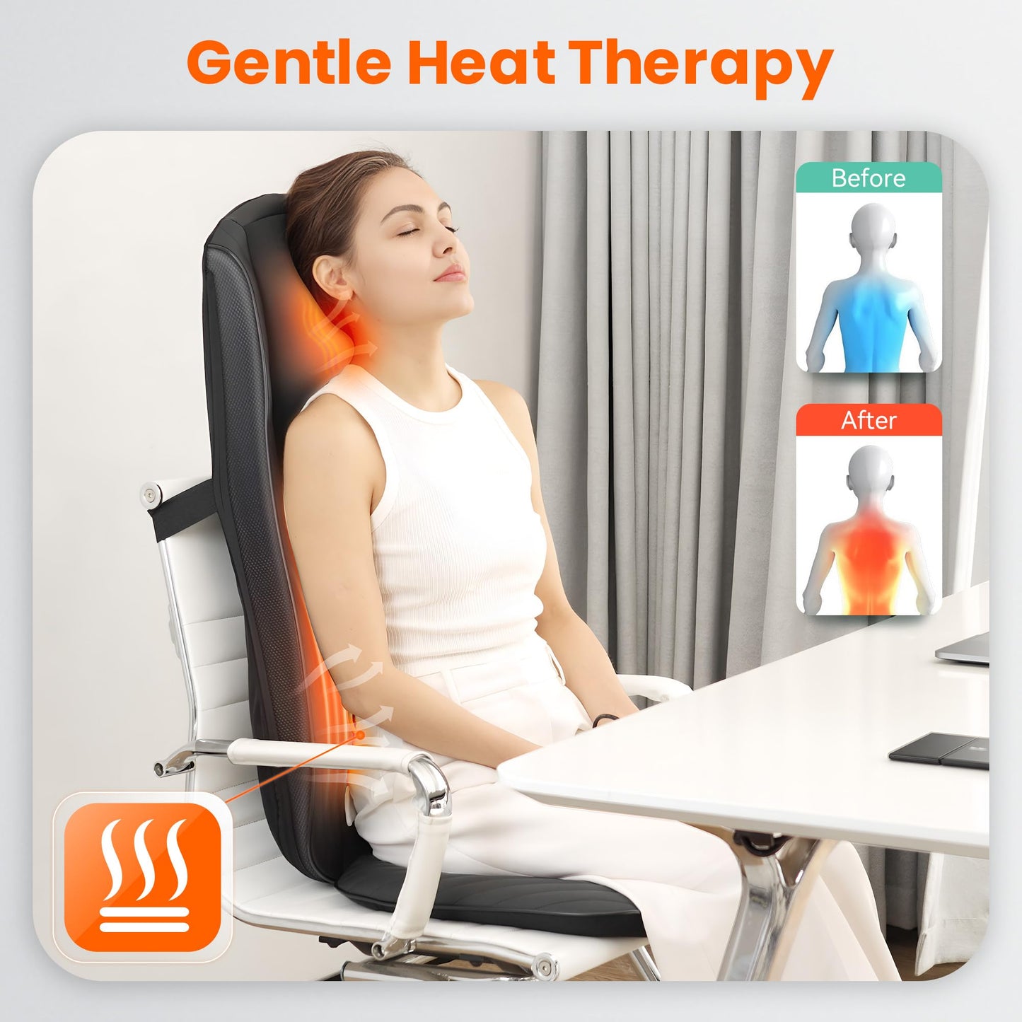 Snailax 2025 Shiatsu Neck Back Massager with Heat -Deep Kneading Massage Chair Pad,Adjustable Intensity,Full Body Massage Seat Cushion for Relaxation