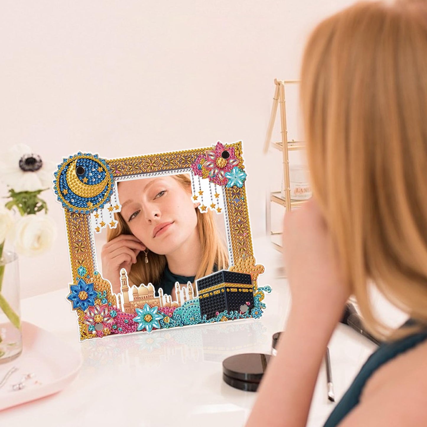 5D DIY Diamond Painting Kit Acrylic Material DIY Special Shape Diamond Art Mirror Kit, Craft Set with Tools and Accessories for Home Decoration, Good Gift for Handmake Lovers
