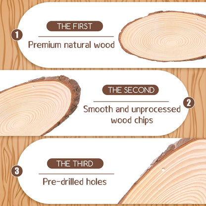 6 Pack 11 Inch Oval Wood Slice Basswood Plaque Hanging Signs with Jute, Unfinished Craft Wooden Slices Hanging Signs with Bark and Small Eye Ring for Burning Painting Crafts DIY, Painting, Ornament