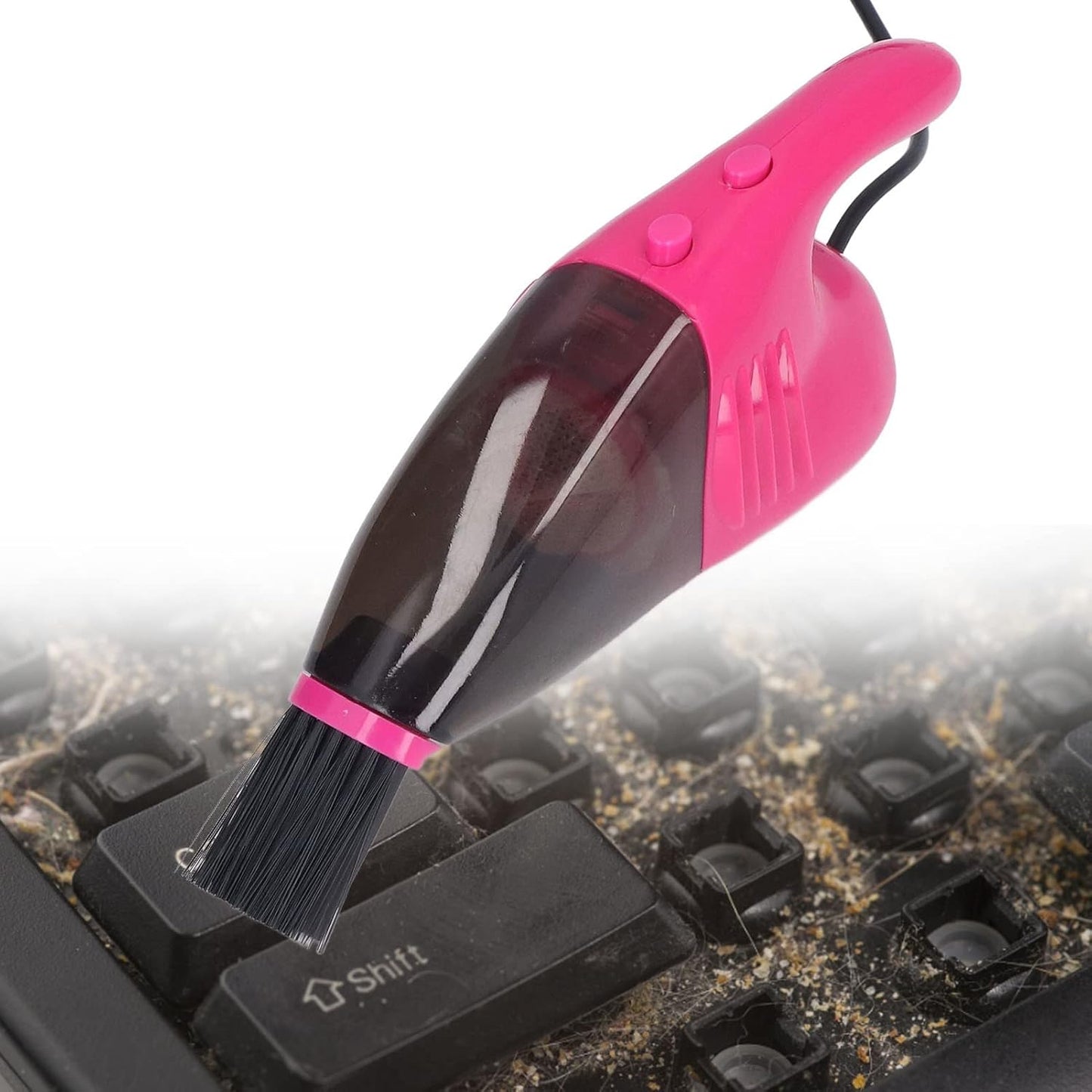GLOGLOW Mini Vacuum Cleaner, USB Handheld Keyboard Vacuum with Powerful Suction for Desktop, Drawer, Car Interior (Pink)