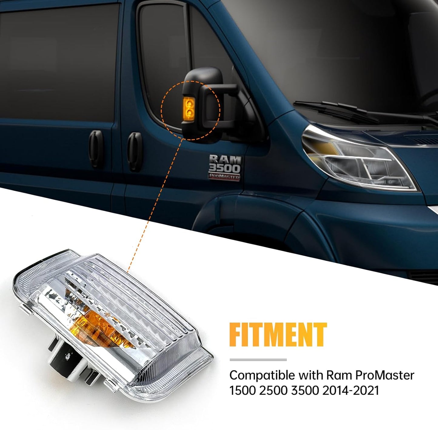 Driver Left Side Mirror Indicator Turn Signal Light Housing for Ram ProMaster 1500 2500 3500 2010-2023