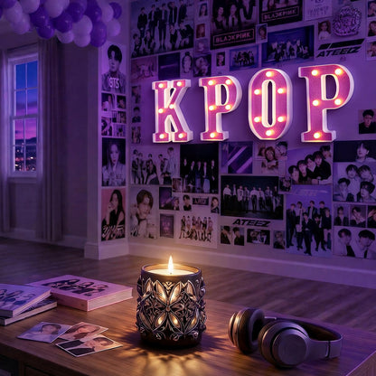 InnovTools Purple KPOP Light Up Marquee Letters, Cordless Plastic LED Sign for K-Pop Room Decor, Wall Mountable Night Light for Teens Music Lovers Birthday Party Concert After-Party