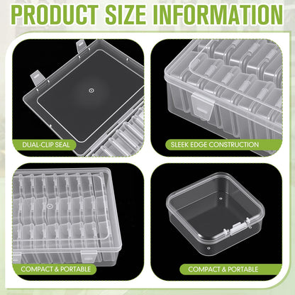 Hushee 4 Pack Bead Organizer Box, 120 Pcs Total Small Clear Plastic Bead Storage Containers with Hinged Lid, Stackable Craft Case for Jewelry, Seed, Diamond Painting DIY Supplies (30 pcs per Box)