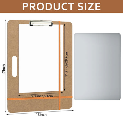 Drawing Board 13x17 Sketch Board with Handle, Portable Wooden Art Clipboard with Sturdy Clip and Rubber Bands, Lightweight Drafting Board Fits in Artists Tote for Sketching, Drawing & Painting