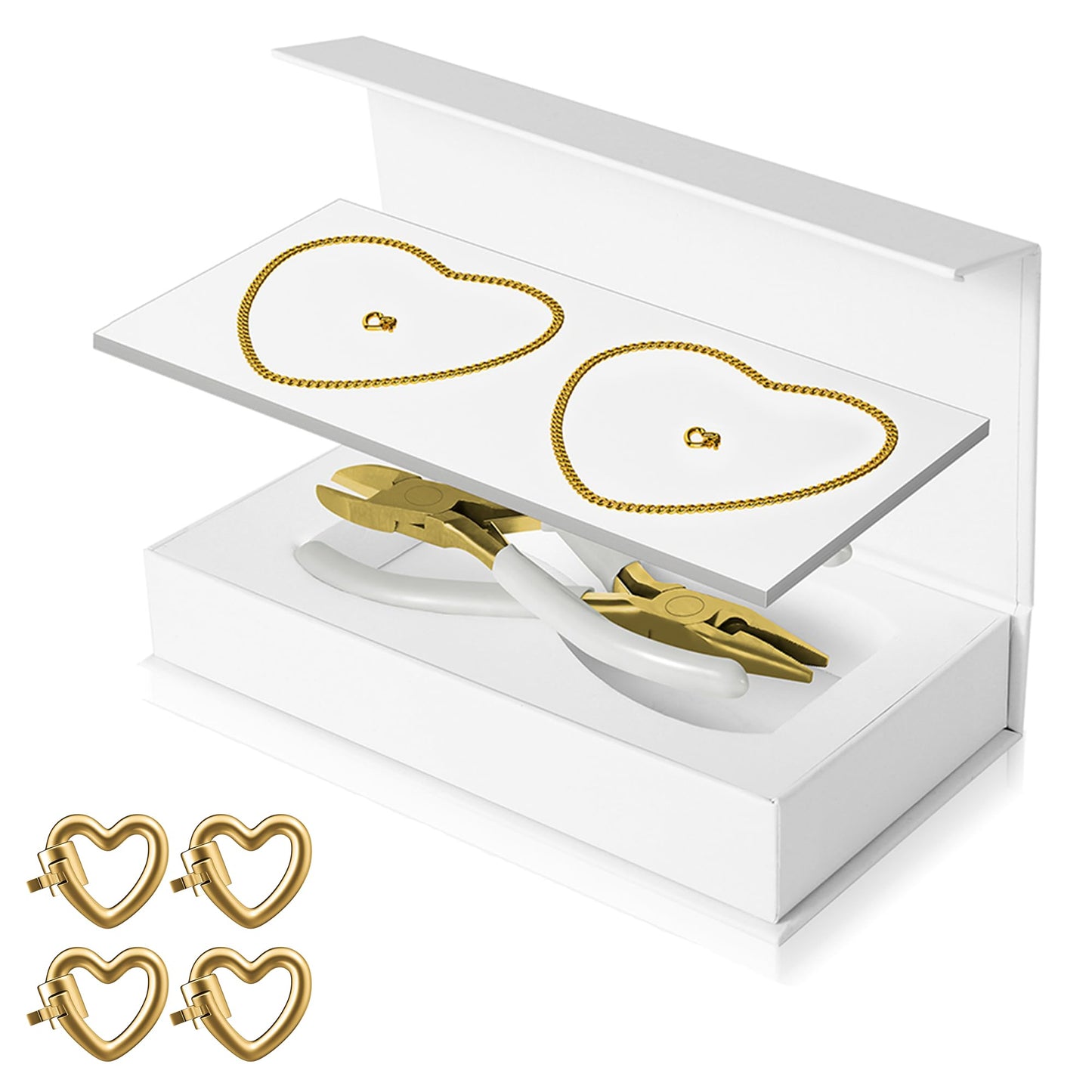 Kwkppz Permanent Bracelet Kit – 4 Pcs Locking Heart Clasp DIY Bracelet Set for Couples, Friendship, and Family – Unique Gift for Anniversary, Valentine's Day, Birthday – His & Hers Matching Jewelry