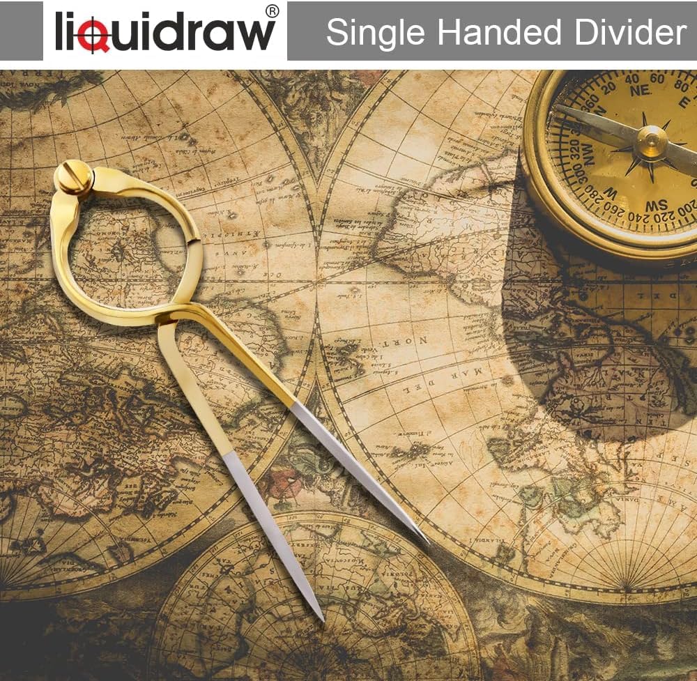 Liquidraw Portland Navigation Divider - 8 Inch (20 cm) | Solid Brass Single Handed Straight Divider | Stainless Steel Points | Marine Nautical Tool for Accurate Navigational Plotting & Chartwork