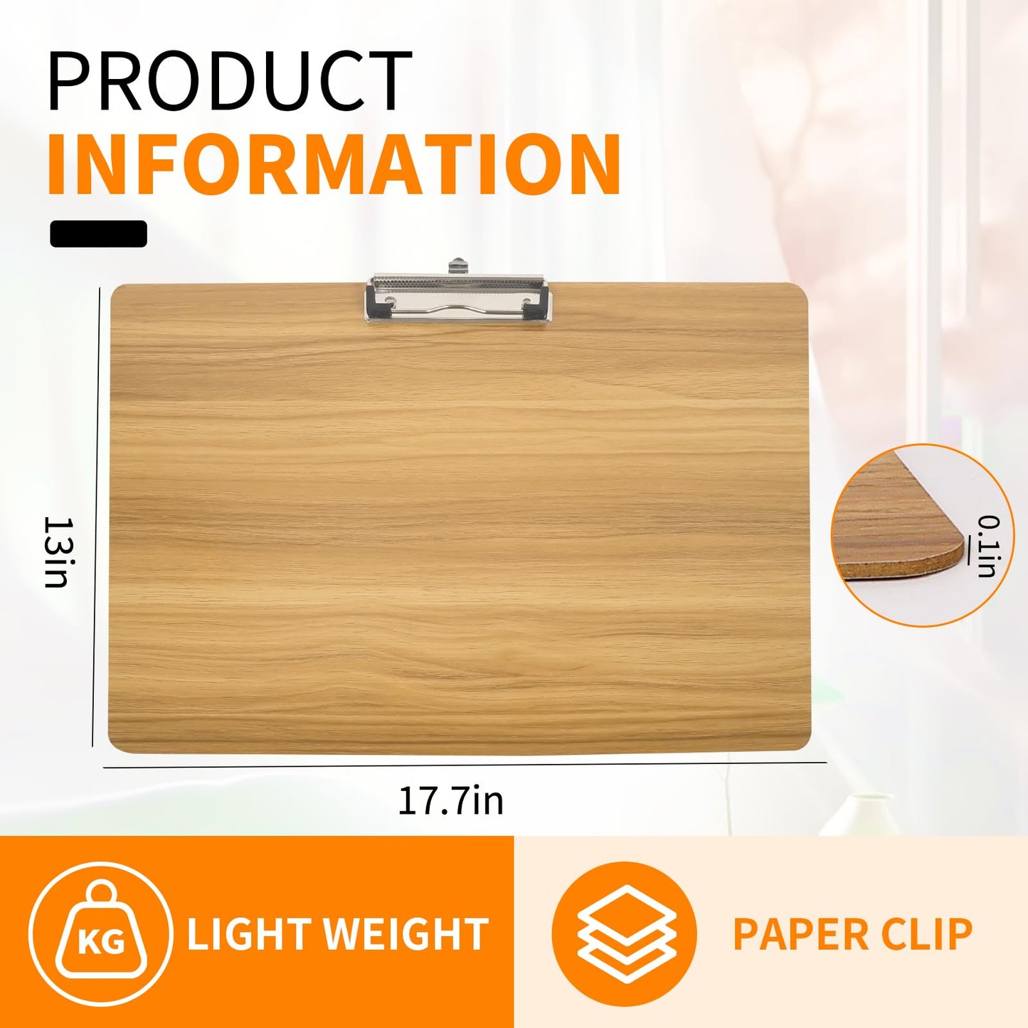 WORPSON Extra Large 11" × 17" Clipboard, Reversible Vertical & Horizontal Art & Drawing Clipboard, Cherry Wood Textured (Cherry, Horizontal, 2 Pack)