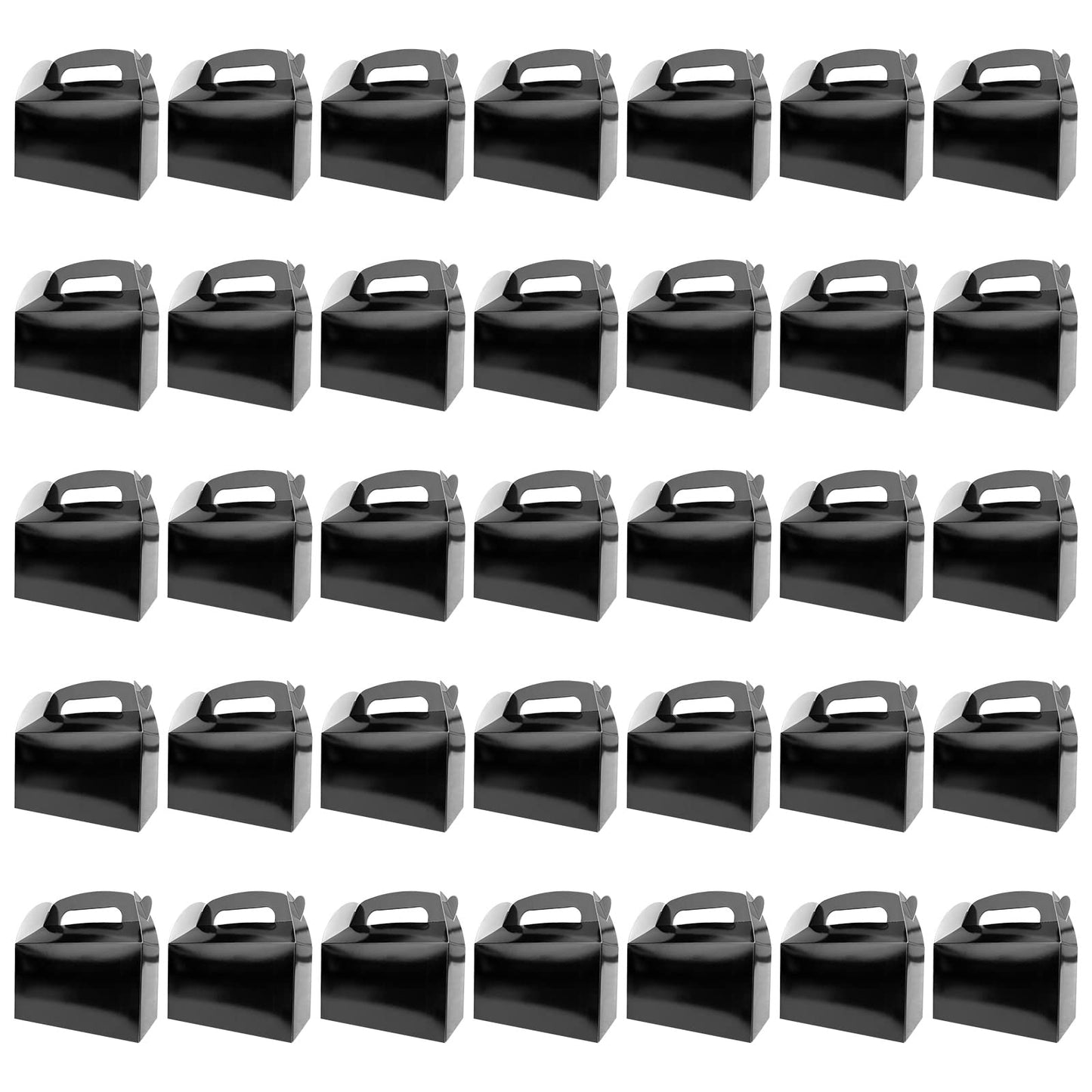 HKLMRO 35 PCS Party Treat Boxes Black Candy Cookies GiftBox DIY Portable Favor Bags Snack Goodie Cardboard Gable Perfect for Kids Birthday Halloween Wedding Baby Shower Easter Supplies Decoration