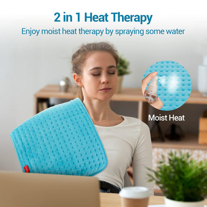 Comfytemp Heating Pad for Back Pain & Cramps Relief, FSA Eligible Electric Large Heat Pad, 2H Auto Off, Christmas Gifts for Women Men Mom Dad, HSA Moist Neck Shoulder Heated Pad, Washable, 12"x24"