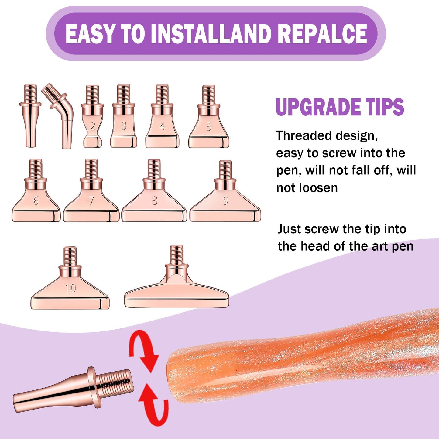 Snewvie Diamond Painting Pen Accessories Tools Set,3PCS Glitter Diamond Art Pen and 12Pcs Rosegold Metal Screw Thread Multi Placer Tips,Resin Diamond Painting Drill Pens for DIY Diamond Art