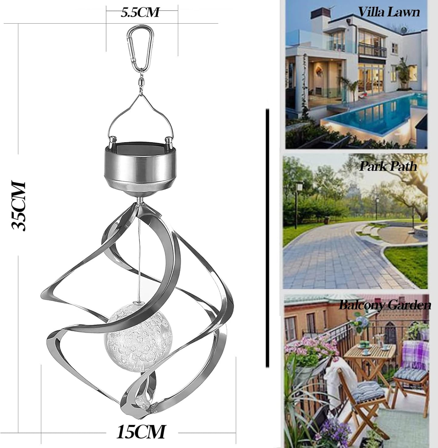 Color Changing Solar Hanging Lamp - Sparkling Crystal Ball for Gardens and Lawns