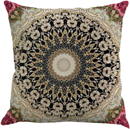 Set 4 18 18 Jartinle of Retro Red Floral Mandala Compass Medallion Bohemian Pillow Covers Boho Decor Hippie Ethnic