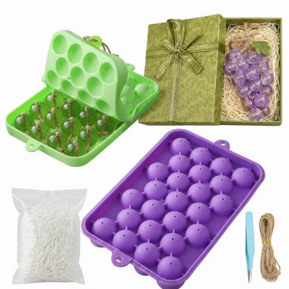 DIY Grape Soap Making Craft Kit for Beginners & Adults, Includes 2 Silicone Molds, 65 FT Jute Twine, 1 Tweezers, 1 Gift Box, Handmade Home Decor Ready for Gifting (Without Soap)