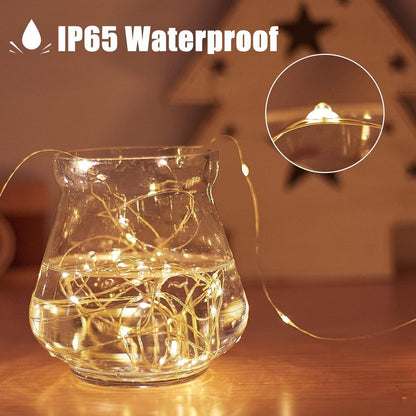 Nopsra 40ft 100 8 Fairy Lights Plug in, LED Indoor Outdoor String Lights,Twinkle String Lights for Bedroom with Remote